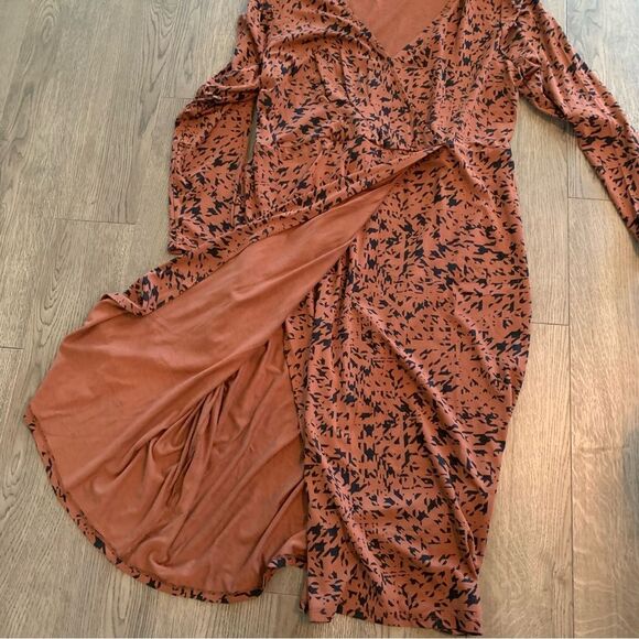 Ava & Viv Dress Women’s XXL Brown Black Animal Leopard V-Neck Faux Wrap Midi. - Picture 10 of 14